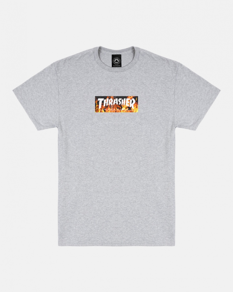 T-Shirts Thrasher Magazine Blaze T-Shirt Grises | JVH-179853