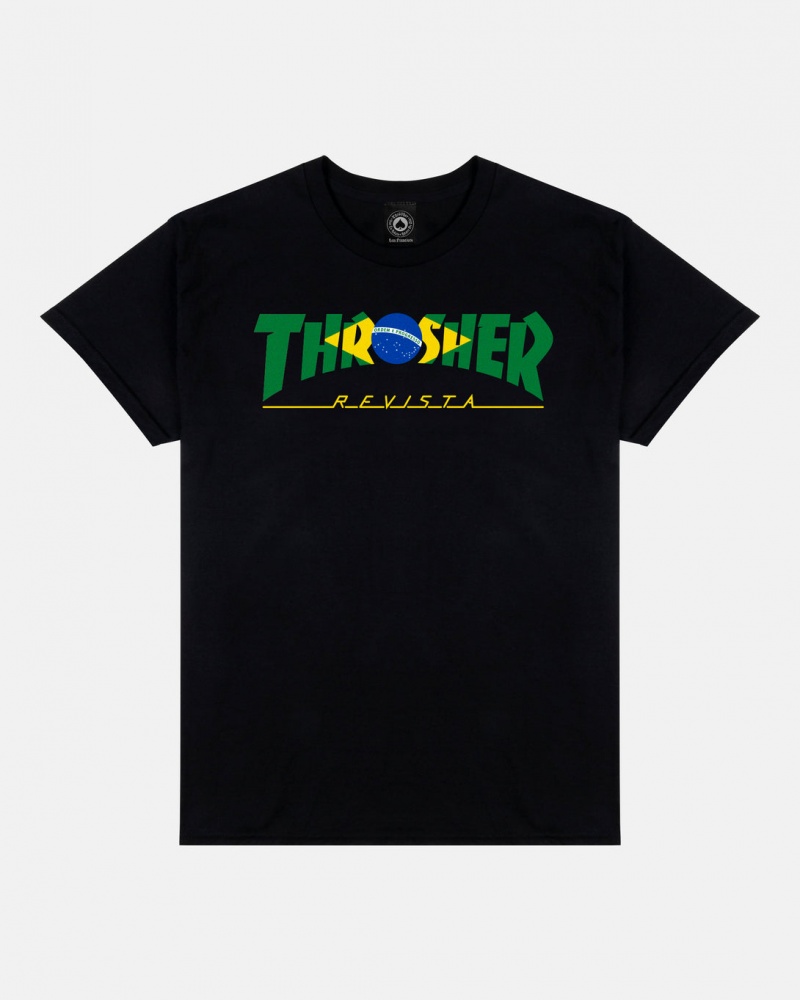 T-Shirts Thrasher Magazine Brazil Revista T-Shirt Negros | VZX-352864