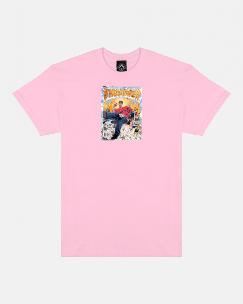 T-Shirts Thrasher Magazine Brian Anderson SOTY Cover T-Shirt Rosas Claro | SYD-560741