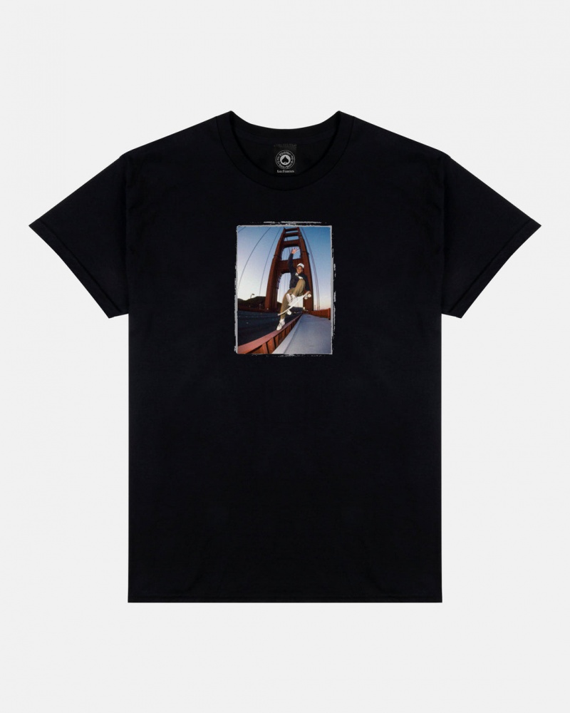 T-Shirts Thrasher Magazine Chuck Treece Golden Gate T-Shirt Negros | OWC-210539
