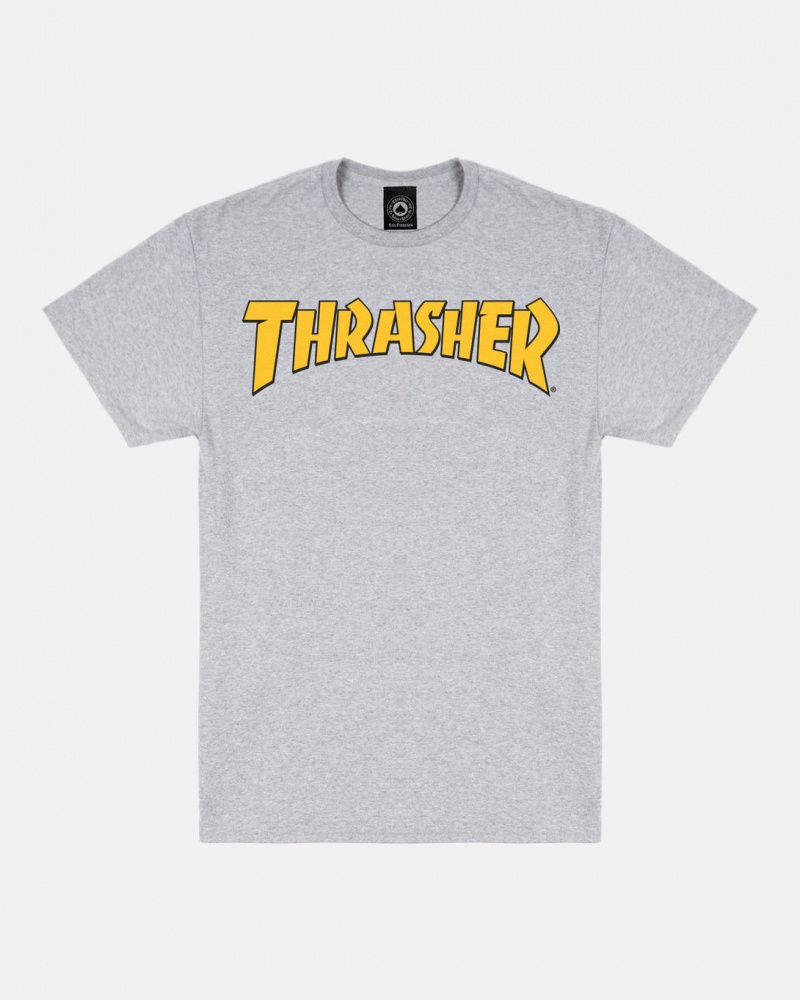 T-Shirts Thrasher Magazine Cover Logo T-Shirt Grises | YQU-584920