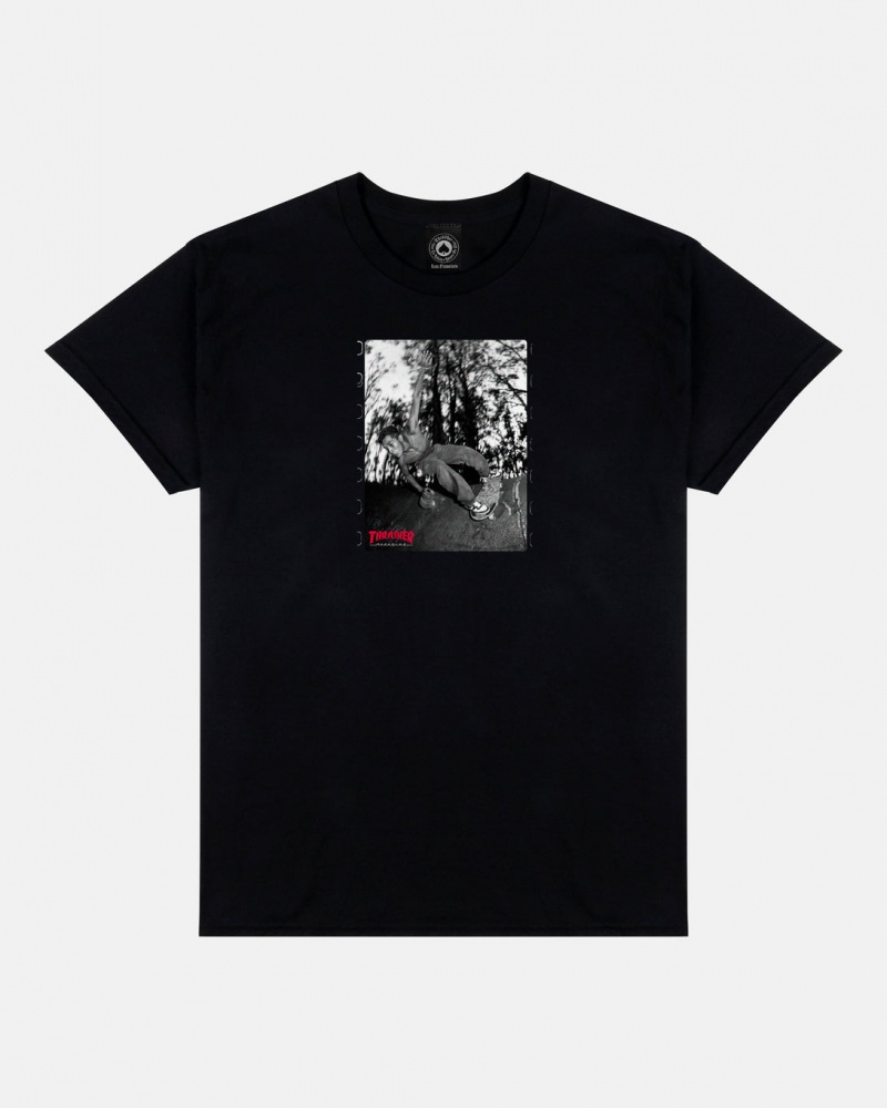 T-Shirts Thrasher Magazine Devil\'s Pit T-Shirt Negros | IEB-198354