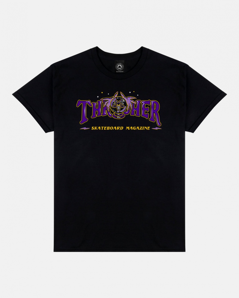 T-Shirts Thrasher Magazine Fortune T-Shirt Negros | DFZ-507894