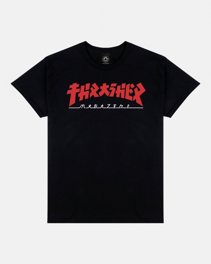 T-Shirts Thrasher Magazine Godzilla T-Shirt Negros | SHY-831297