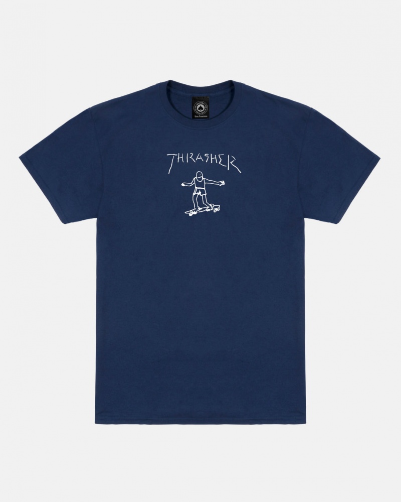 T-Shirts Thrasher Magazine Gonz T-Shirt Azul Marino Azules | ABP-941023