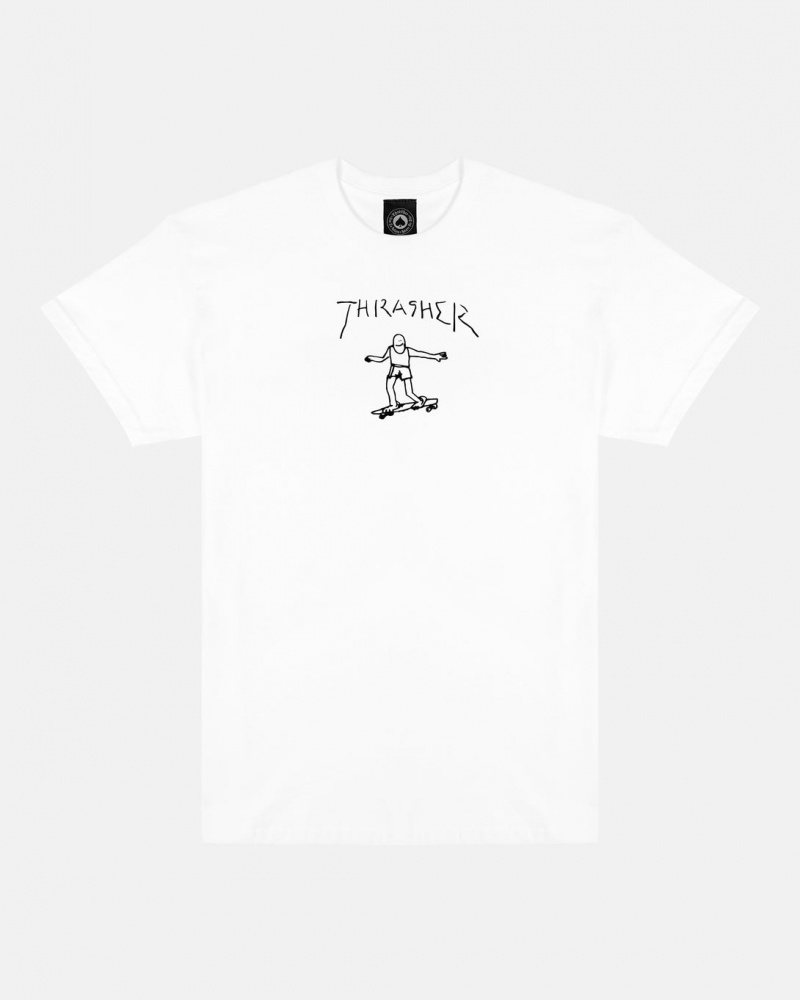 T-Shirts Thrasher Magazine Gonz T-Shirt Blancos | HON-695147