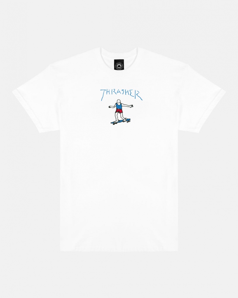 T-Shirts Thrasher Magazine Gonz T-Shirt Blancos Azules | HEK-198432