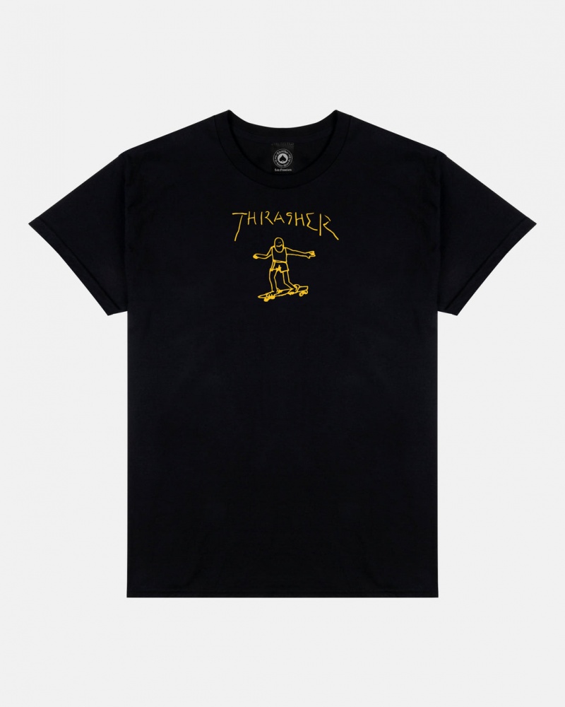 T-Shirts Thrasher Magazine Gonz T-Shirt Negros | KIV-512067