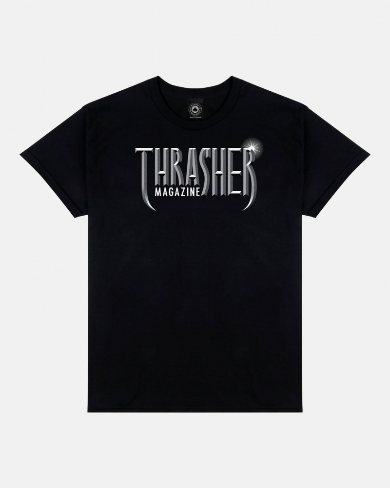 T-Shirts Thrasher Magazine Gothic T-Shirt Negros | XSQ-682357