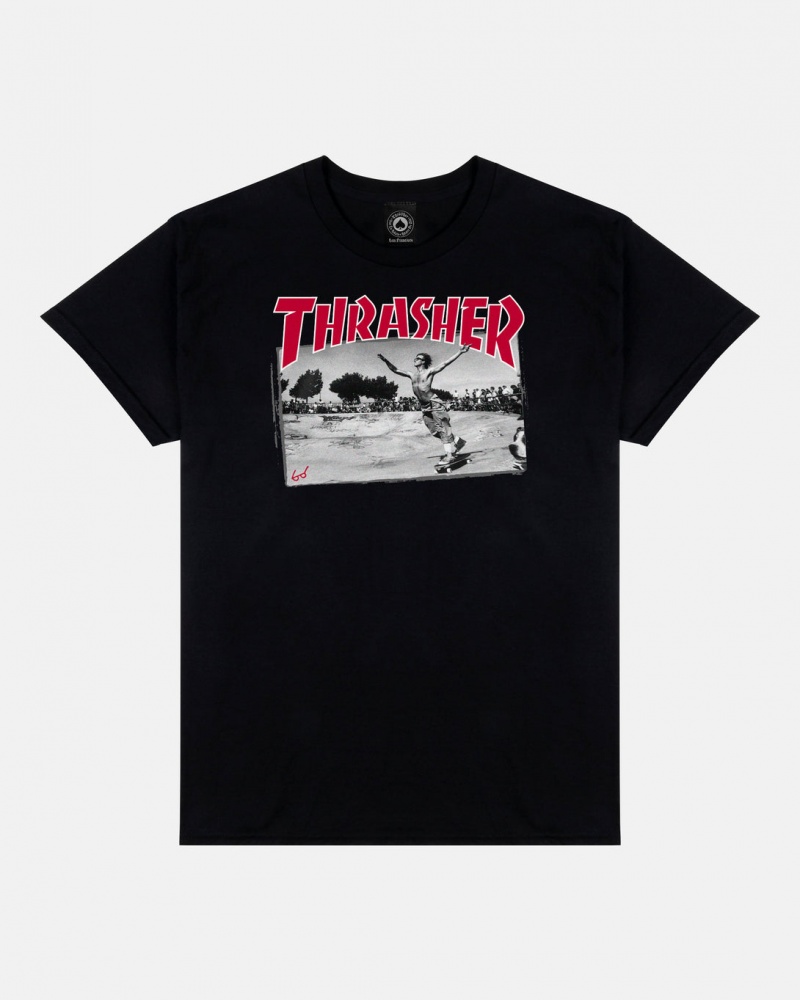 T-Shirts Thrasher Magazine Jake Dish T-Shirt Negros | CYF-548071