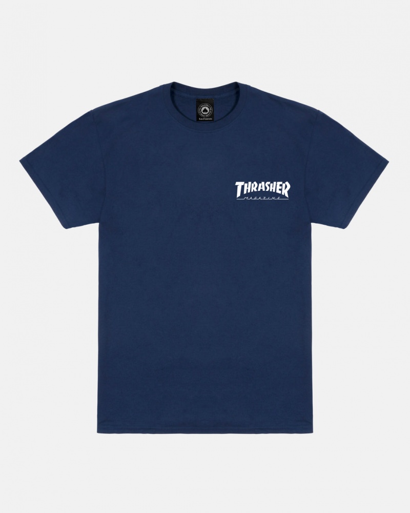 T-Shirts Thrasher Magazine Little Thrasher T-Shirt Azul Marino Azules | VFN-976051