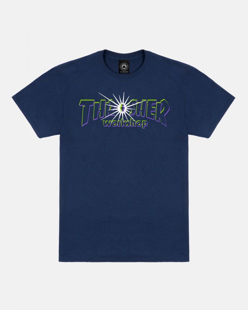 T-Shirts Thrasher Magazine Nova T-Shirt Azul Marino Azules | GCS-794168