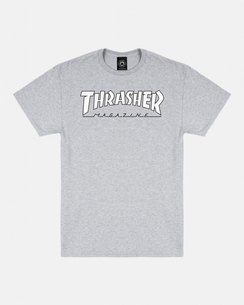 T-Shirts Thrasher Magazine Outlined T-Shirt Grises | RTG-543871