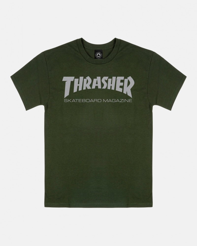 T-Shirts Thrasher Magazine Skate Mag T-shirt Verdes Grises | KXY-721940