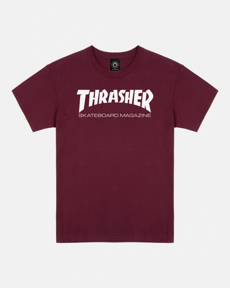 T-Shirts Thrasher Magazine Skate Mag T-shirt Vino Granate | GYW-610945