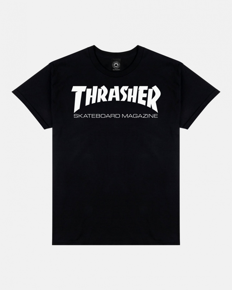 T-Shirts Thrasher Magazine Skate Mag T-shirt Negros | GMK-267954