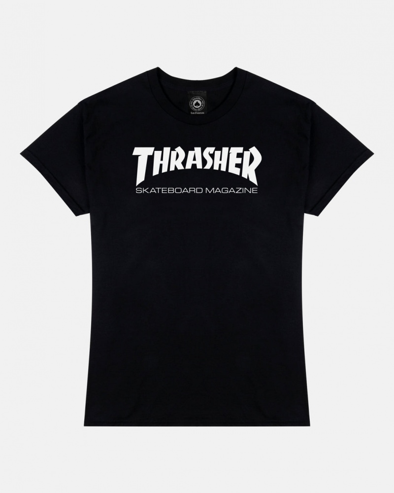 T-Shirts Thrasher Magazine Skate Mag T-shirt Negros | XIL-351274