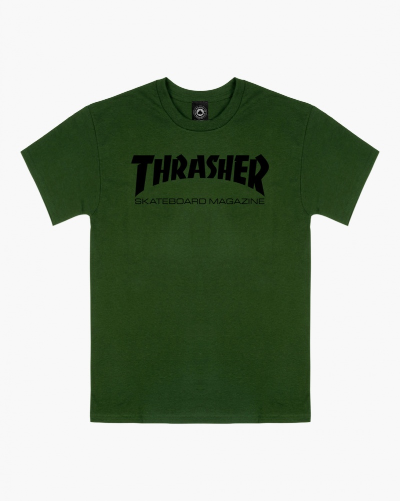 T-Shirts Thrasher Magazine Skate Mag T-shirt Verde Oliva Verdes | TPR-621345