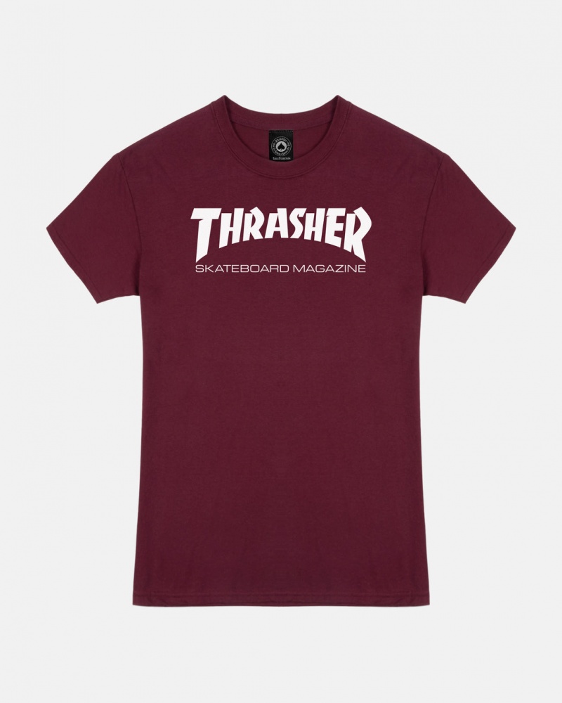 T-Shirts Thrasher Magazine Skate Mag T-shirt Vino Granate | SRX-813574