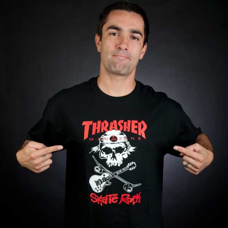 T-Shirts Thrasher Magazine Skate Rock T-Shirt Negros | QIJ-985327