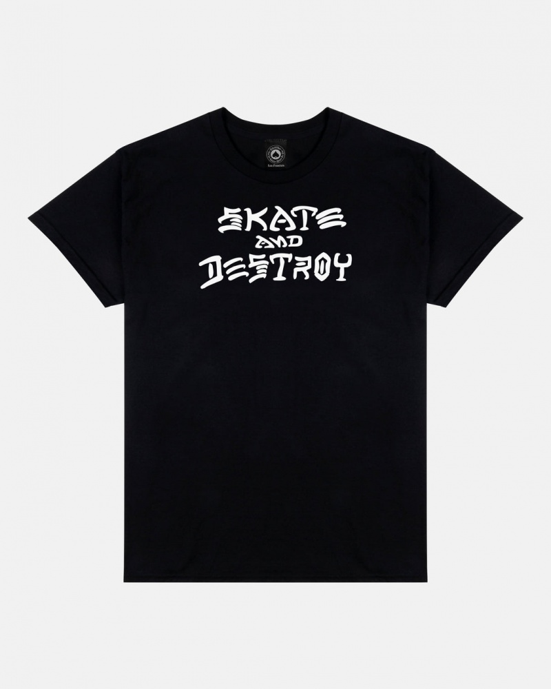 T-Shirts Thrasher Magazine Skate and Destroy T-Shirt Negros | QLW-906832