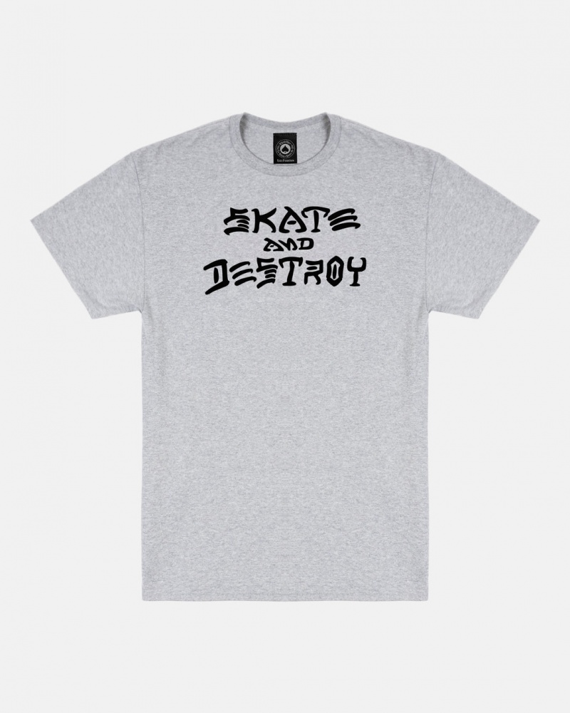 T-Shirts Thrasher Magazine Skate and Destroy T-Shirt Grises | VNW-208657
