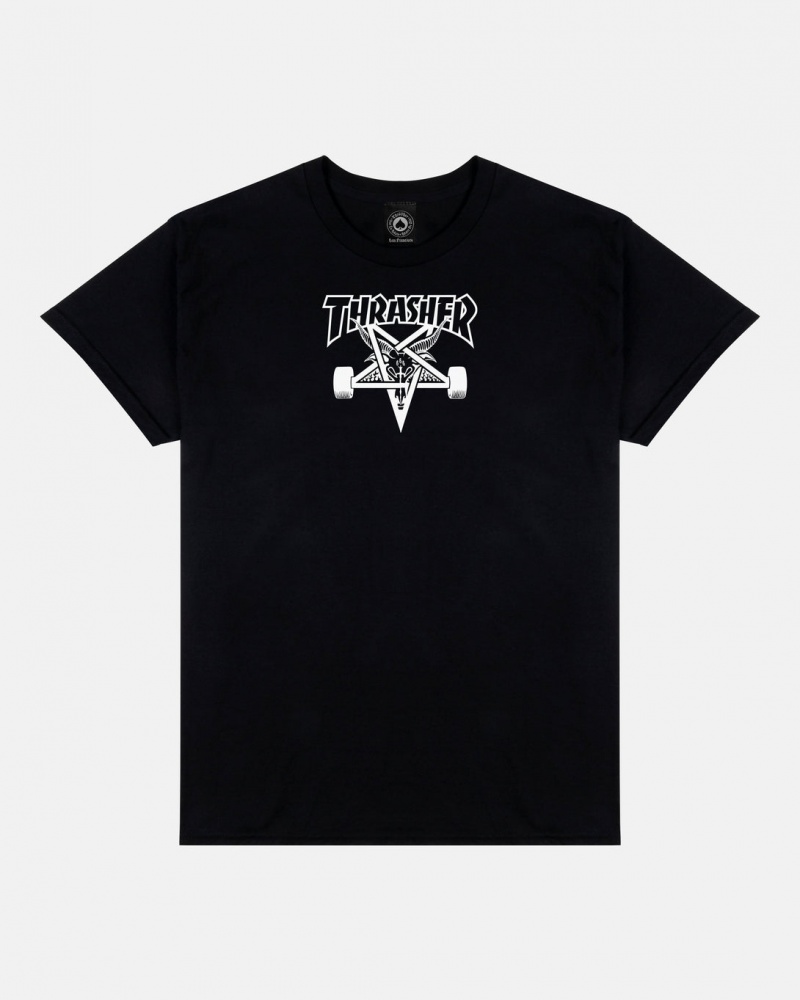T-Shirts Thrasher Magazine Skategoat T-Shirt Negros | GDR-071593