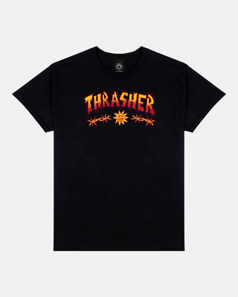 T-Shirts Thrasher Magazine Sketch T-Shirt Negros | VLG-689510