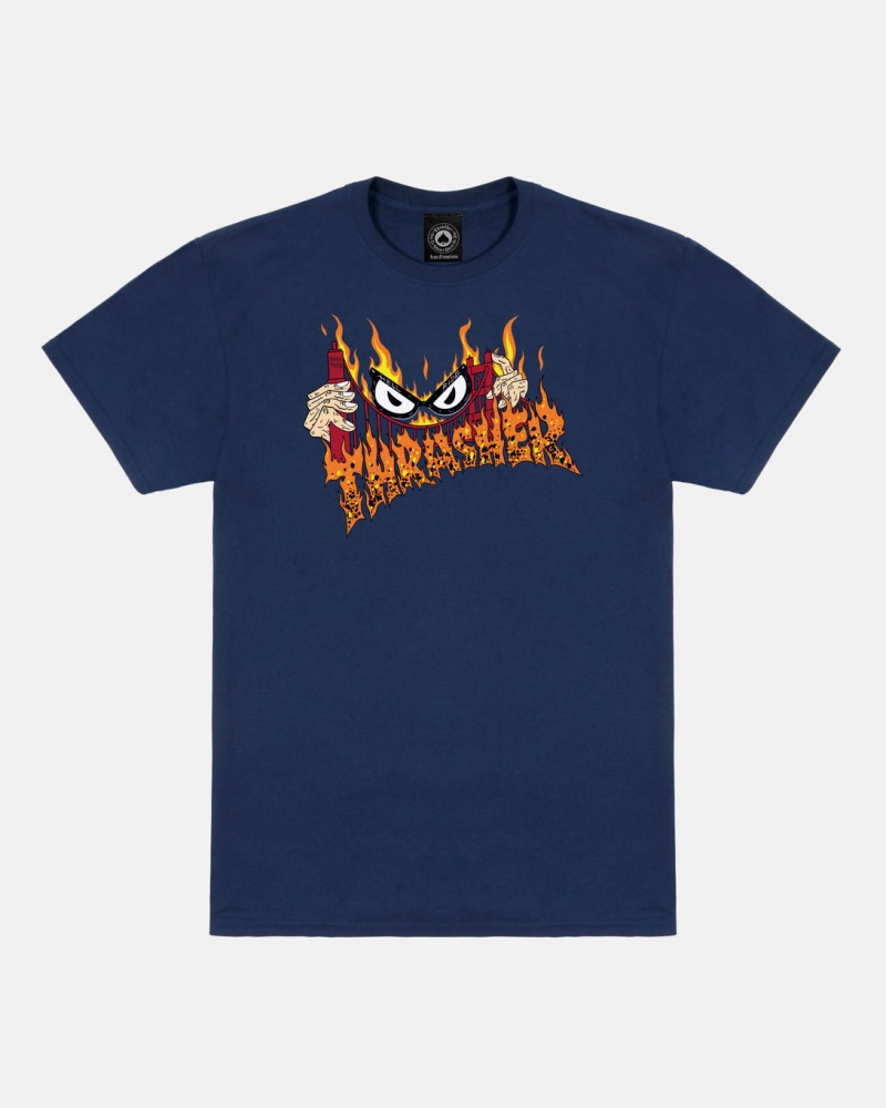 T-Shirts Thrasher Magazine Sucka Free By Neckface T-Shirt Azul Marino Azules | JLH-576098